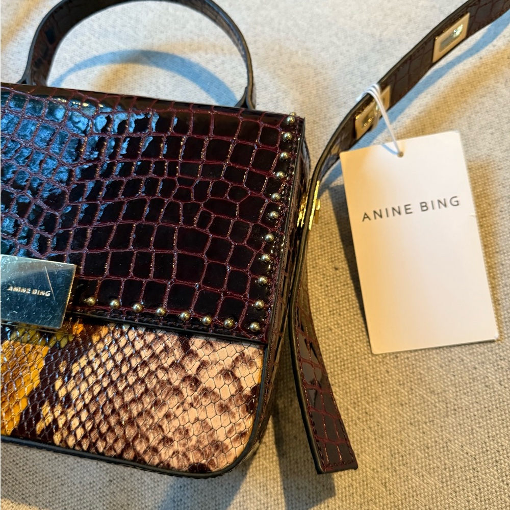 Anine Bing Croc-Embossed Croc Python Thea Crossbody Bag
